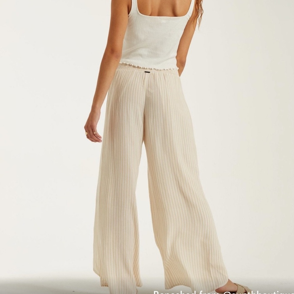 Billabong Cream Stripes Wide-Leg Pants